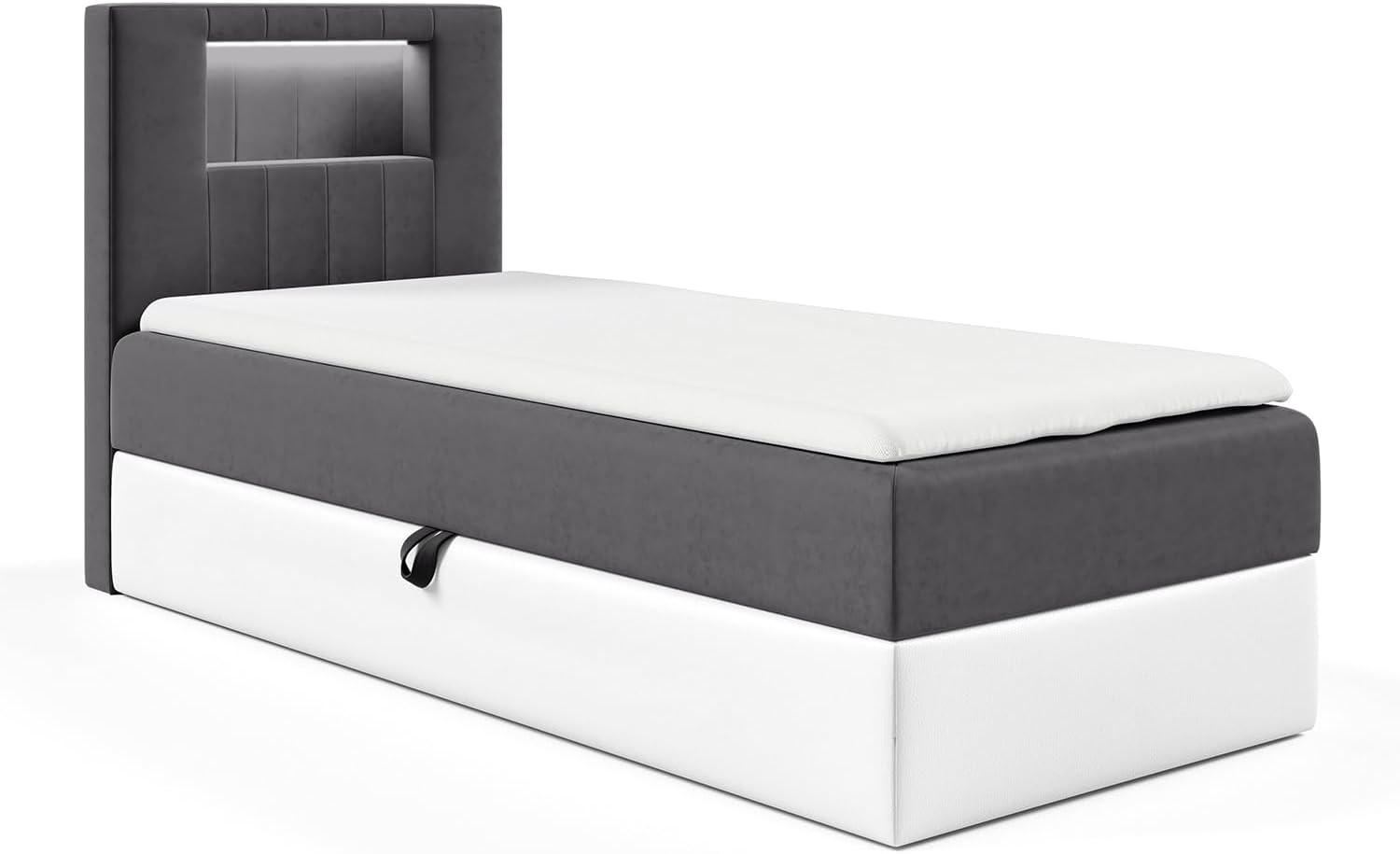 KINDERBETT GARETH 1 - Dunkelgrau/Weiß, Holzwerkstoff (102/212cm) - Meblini