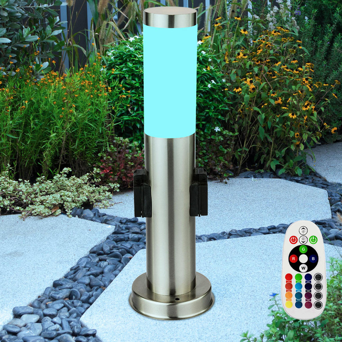 LED WEGELEUCHTE Silber opal - Silberfarben, Metall (7.6/7.6/45cm)