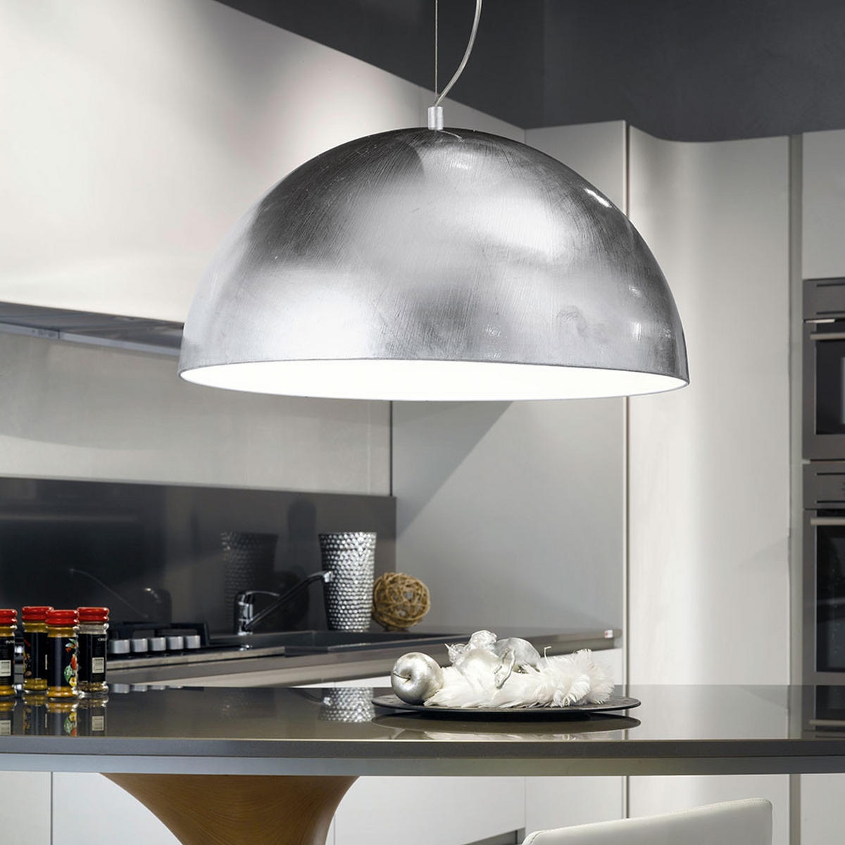 LED HÄNGELEUCHTE Stahl Silber - Silberfarben, Metall (38/38/110cm)