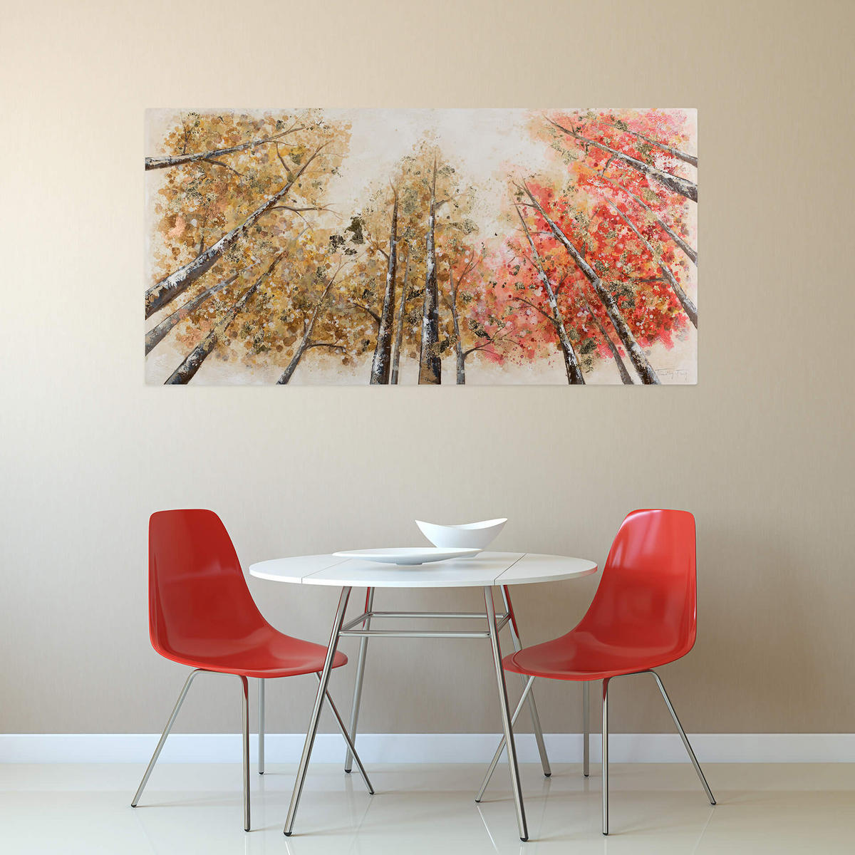 ÖLGEMÄLDE 140/70 cm - Gelb/Rot, Holz/Textil (140/70cm) - KUNSTLOFT