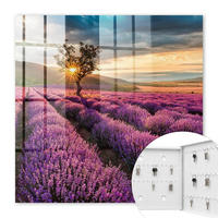 SCHLÜSSELBOX Weiß 30x30 cm – Türöffnung nach rechts - Lavendel-Sonnenuntergang - Lila, Metall (30/30/5cm) - TULUP