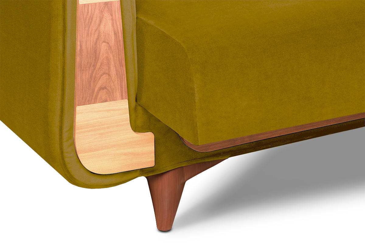 3-SITZER-SCHLAFSOFA GUSTAVO mit Armlehnen, Gelb - Gelb/Braun, Holz/Holzwerkstoff (230/98/98cm) - KONSIMO®