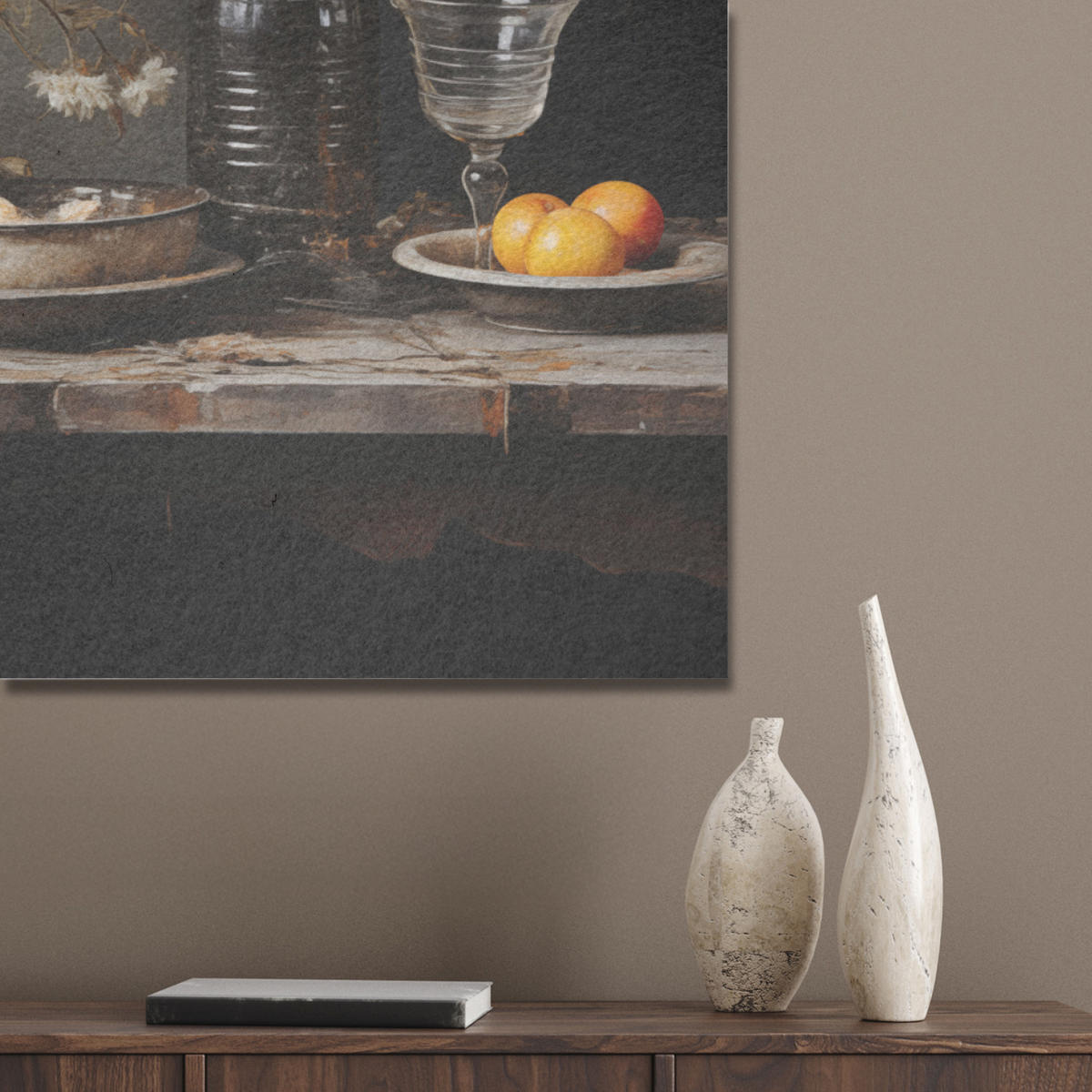 AKUSTIKPANEEL Stilleben - Blumen - Blumenstrauß - Vase - Wein 100x70 cm - Schwarz, Textil (100/0.9/70cm) - MuchoWow