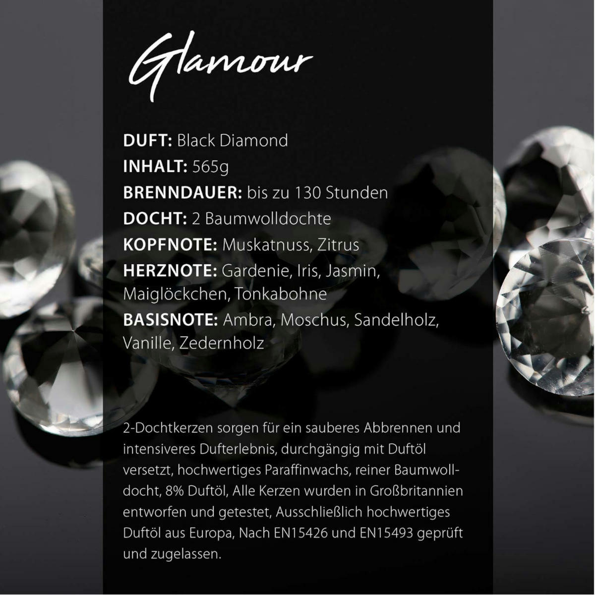 WOODBRIDGE Duftkerze - Schwarz, Naturmaterialien/Glas (17cm)