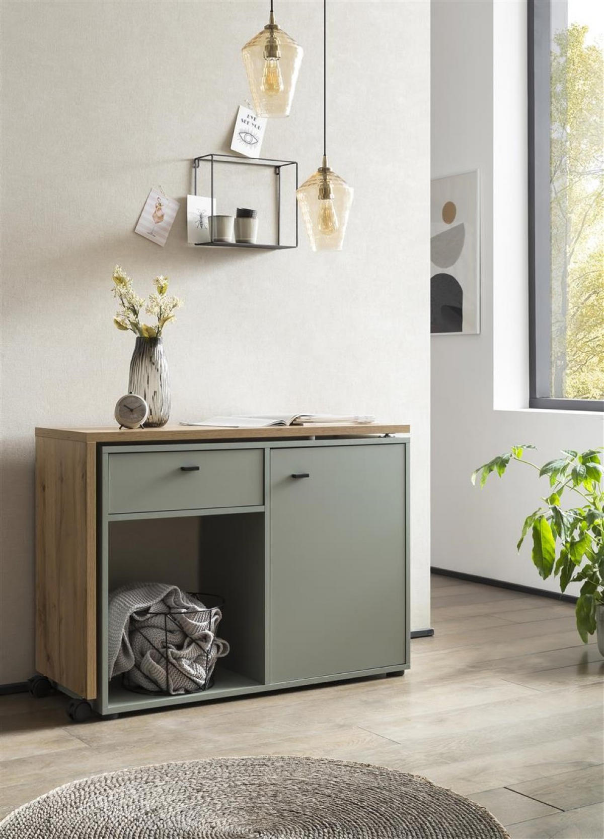SCHREIBTISCH mit drehbarer Arbeitsplatte Monkey 75x105x39 cm Eiche/Pistazie - Grün, Holz (39/105/75cm) - PROREGAL