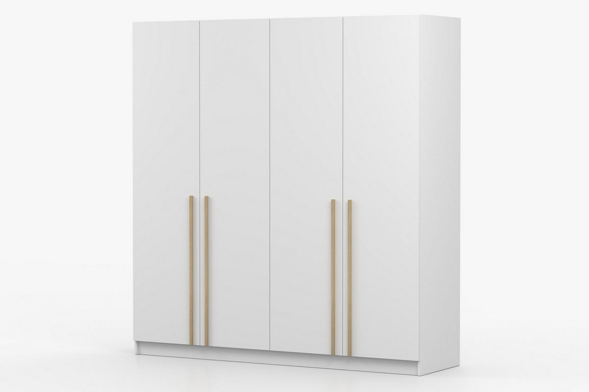 KLEIDERSCHRANK SAVI 4D 200/210/57 cm in Weiß - Weiß, Holzwerkstoff (200/210/57cm) - Deine Möbel 24