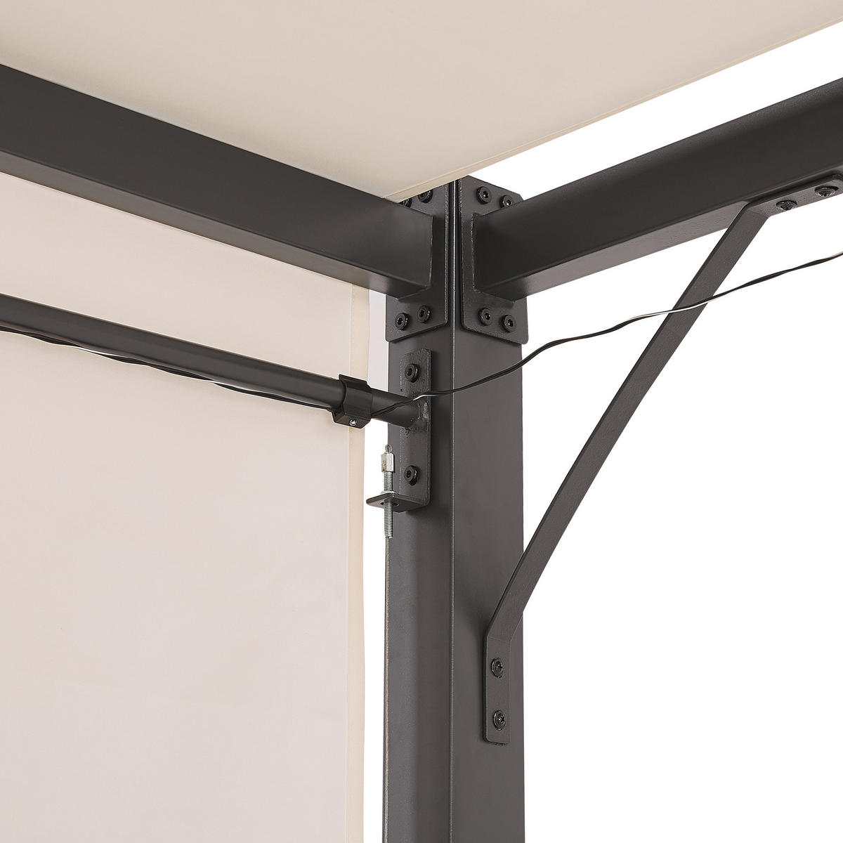 PERGOLA mit LED-Beleuchtung Stahl beige 310/310 cm Parga - Beige/Schwarz, Metall (310/215/310cm) - Beliani