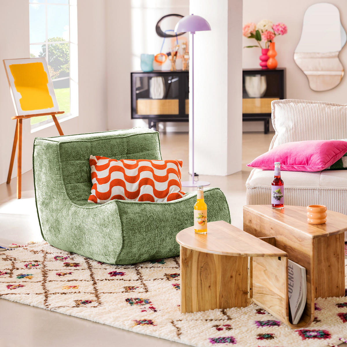 SESSEL - Bouclé - Grün, Textil (87/70/102cm) - home24