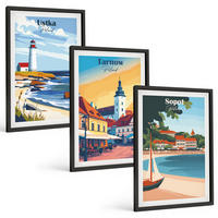 BILDER SET 3er Set - 40x60 cm Schwarzer Rahmen - Stadtansichten Ustka Tarnów Sopot - Schwarz, Kunststoff (40/60cm) - TULUP