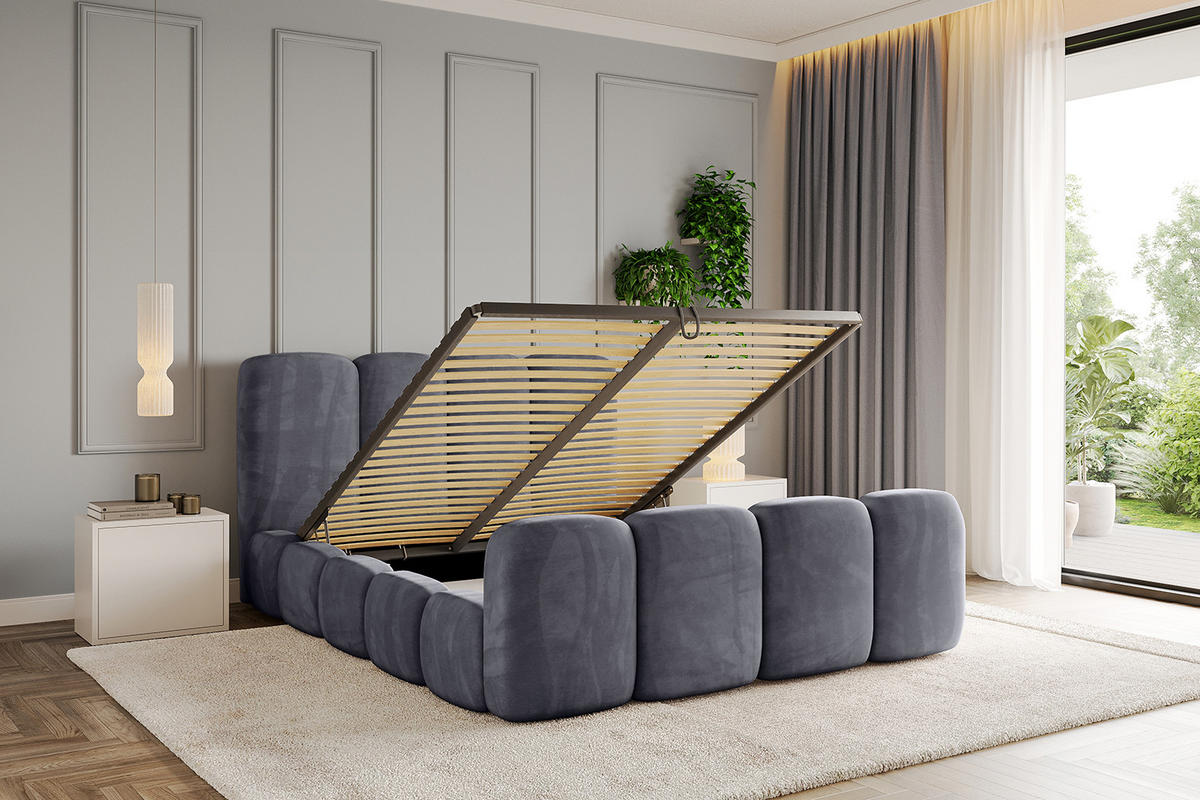 POLSTERBETT mit Bettkasten, Fußteil und Lattenrost, Boxbett ohne Matratze - KALA-Z 180x200 Dunkelgrau - Dunkelgrau, Holzwerkstoff/Textil (180/200cm) - ALTDECOR