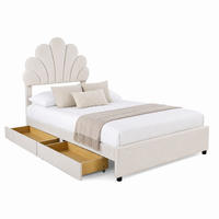 KINDERBETT mit 2 Schubladen 90x200 cm Samt Beige - Beige, Holz (90/200cm) - Meubliv