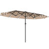 SONNENSCHIRM mit LED Doppelsonnenschirm 443 x 260 cm Gartenschirm Oval Khaki - Braun, Kunststoff/Metall (443/260cm) - Outsunny