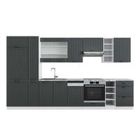 KÜCHENZEILE Fame-Line Anthrazit Landhaus/Weiß 355 cm , AP Marmor - Dunkelgrau/Weiß, Holzwerkstoff (355/206.8/60cm) - Vicco