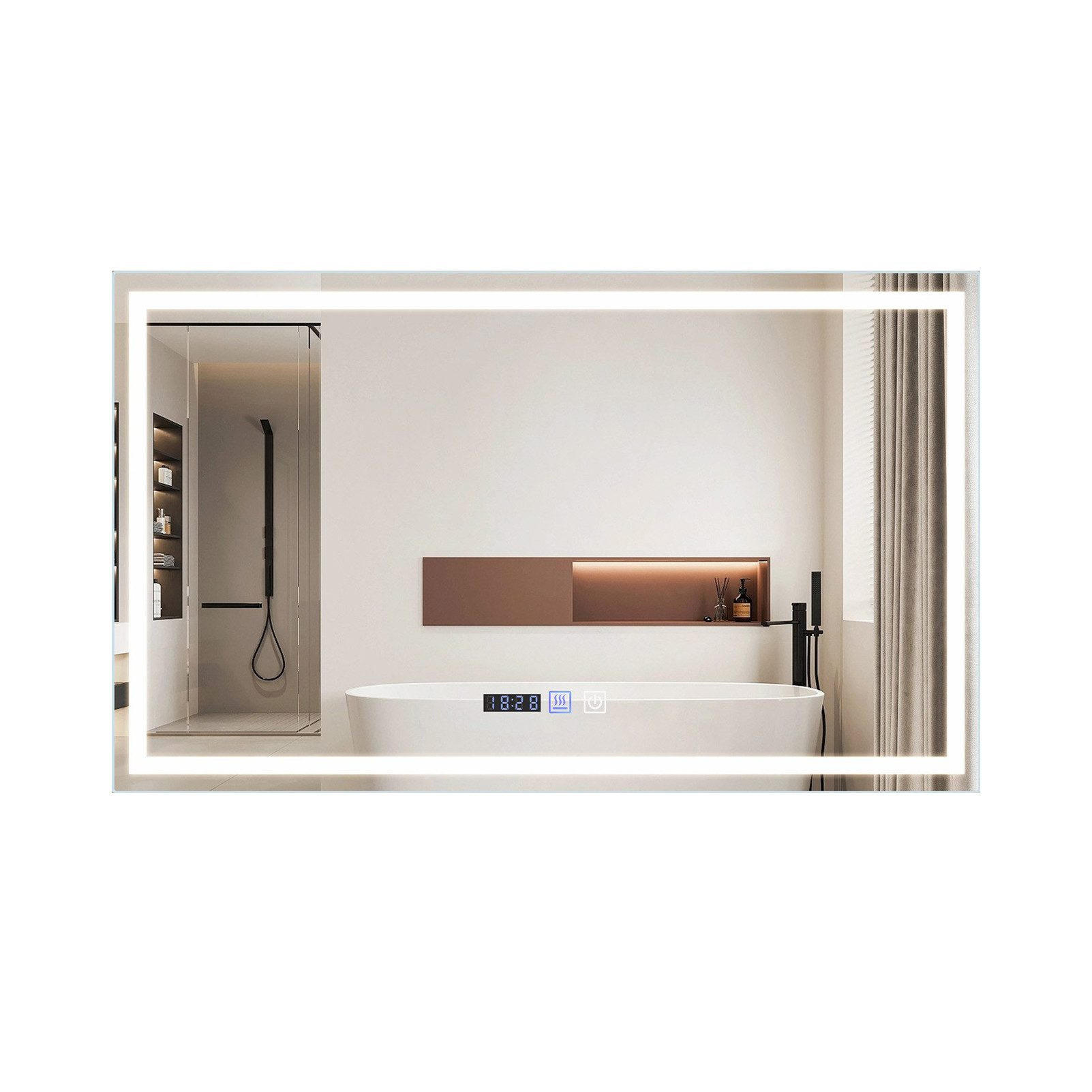 BADSPIEGEL Morvith 100/2.5/60 cm - Silberfarben, Glas/Metall (2.5/60/100cm) - ZMH