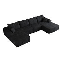 WOHNLANDSCHAFT DE-34857 U-Form 3-Sitzer Chaiselongue rechts Schwarz - Schwarz, Textil (175/83/270cm) - ComfortXL