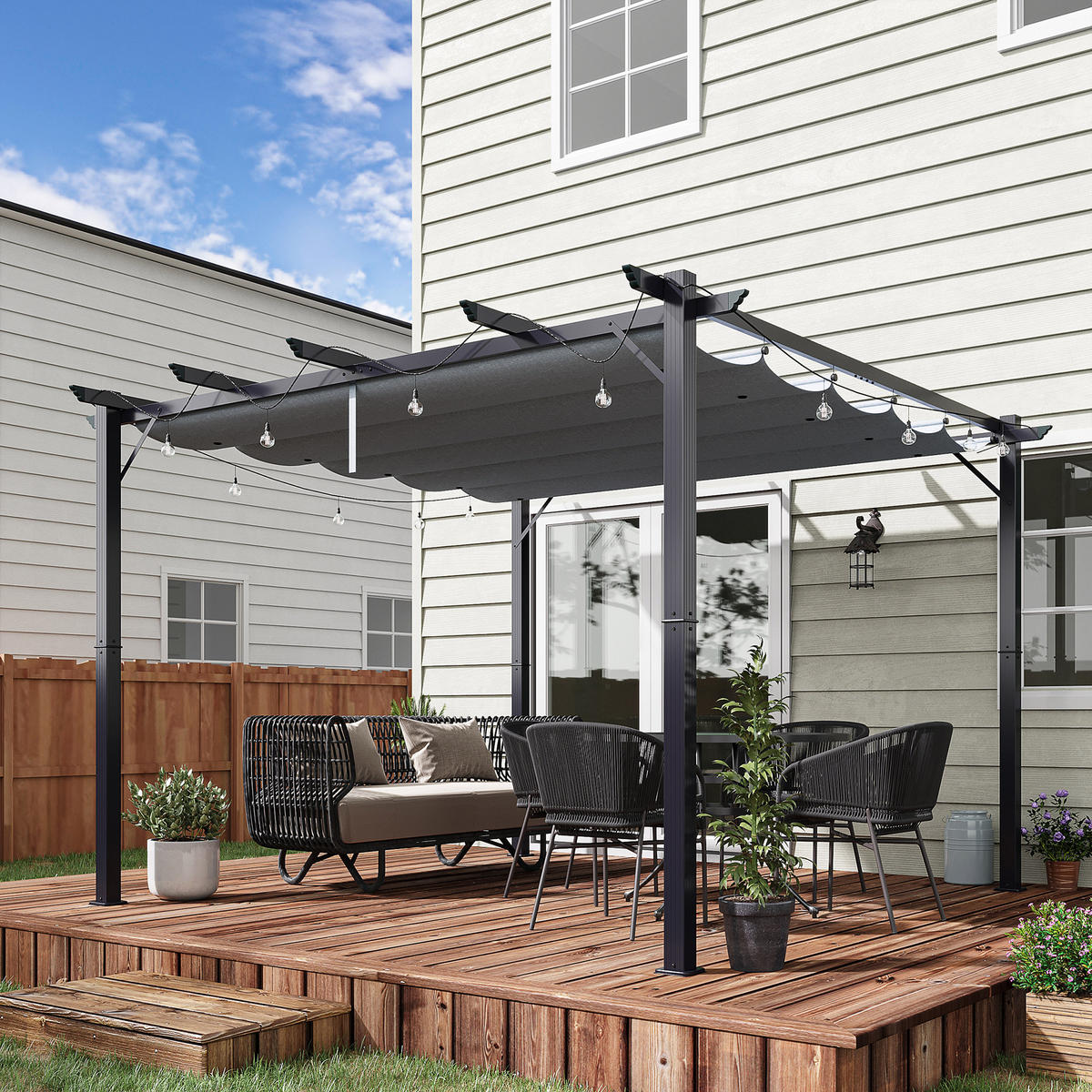 PAVILLON Alu Kohlegrau+Dunkelgrau - Dunkelgrau, Kunststoff/Metall (300/223/300cm) - Outsunny