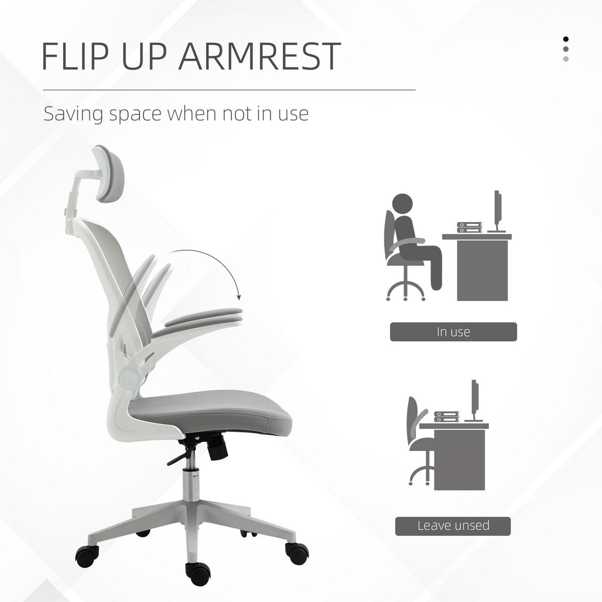 BÜROSTUHL ergonomischer Shreibtischstuhl mit Wippfunktion Kopfstütze Grau - Grau, Textil (64/122/65cm) - Vinsetto