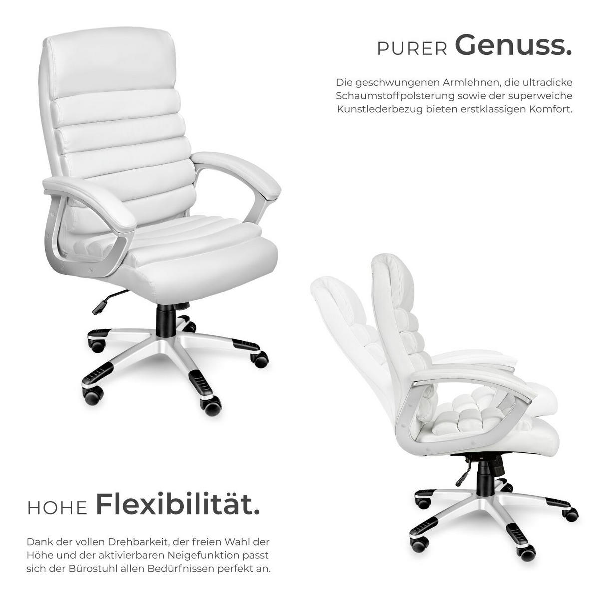 BÜROSTUHL Paul,einstellbare Wippfunktion,weiß - Weiß, Textil (66/124/60cm) - tectake