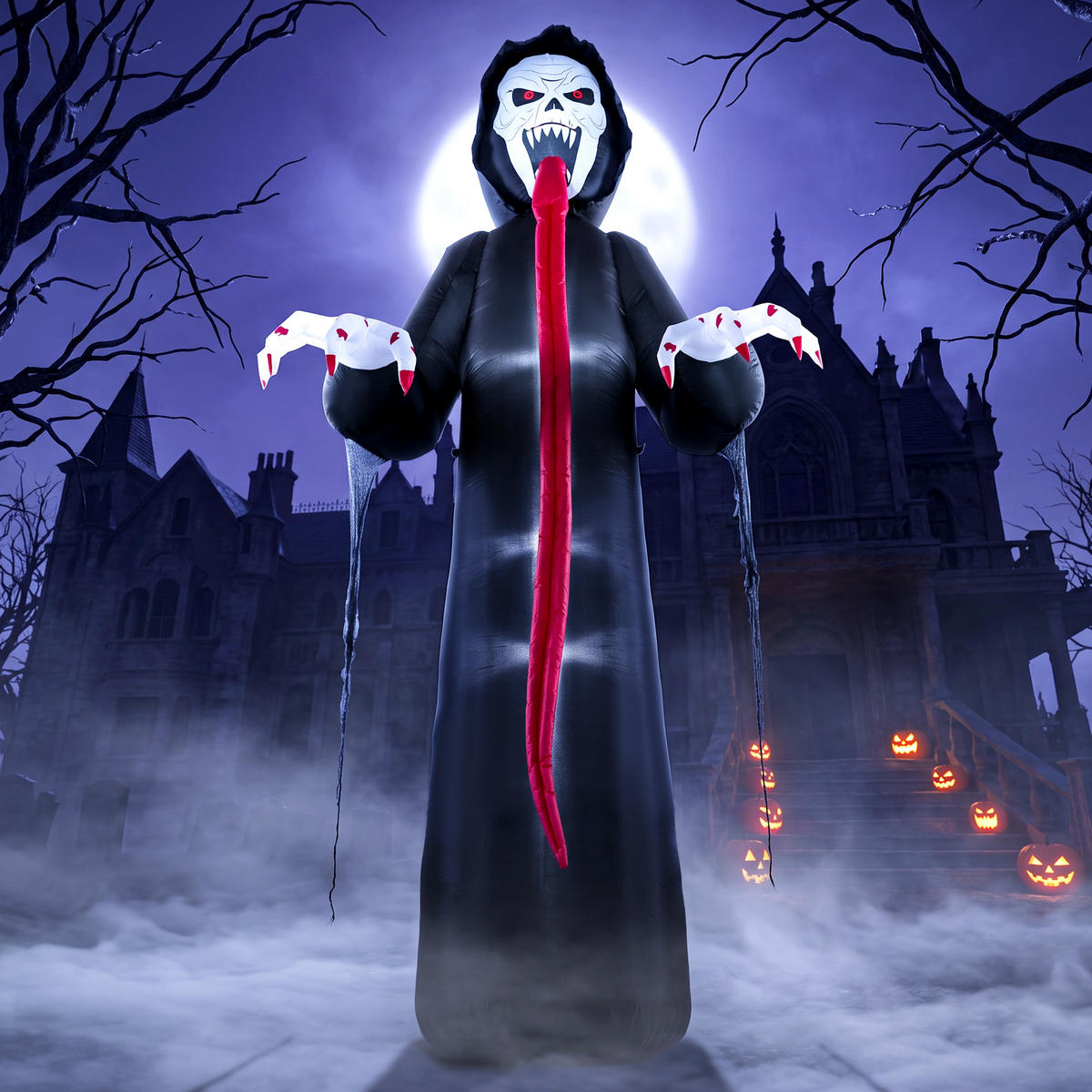 NAFUKOVACÍ halloweenská kostra z polyesterové látky, černá - černá, textil (95/310/130cm) - Outsunny
