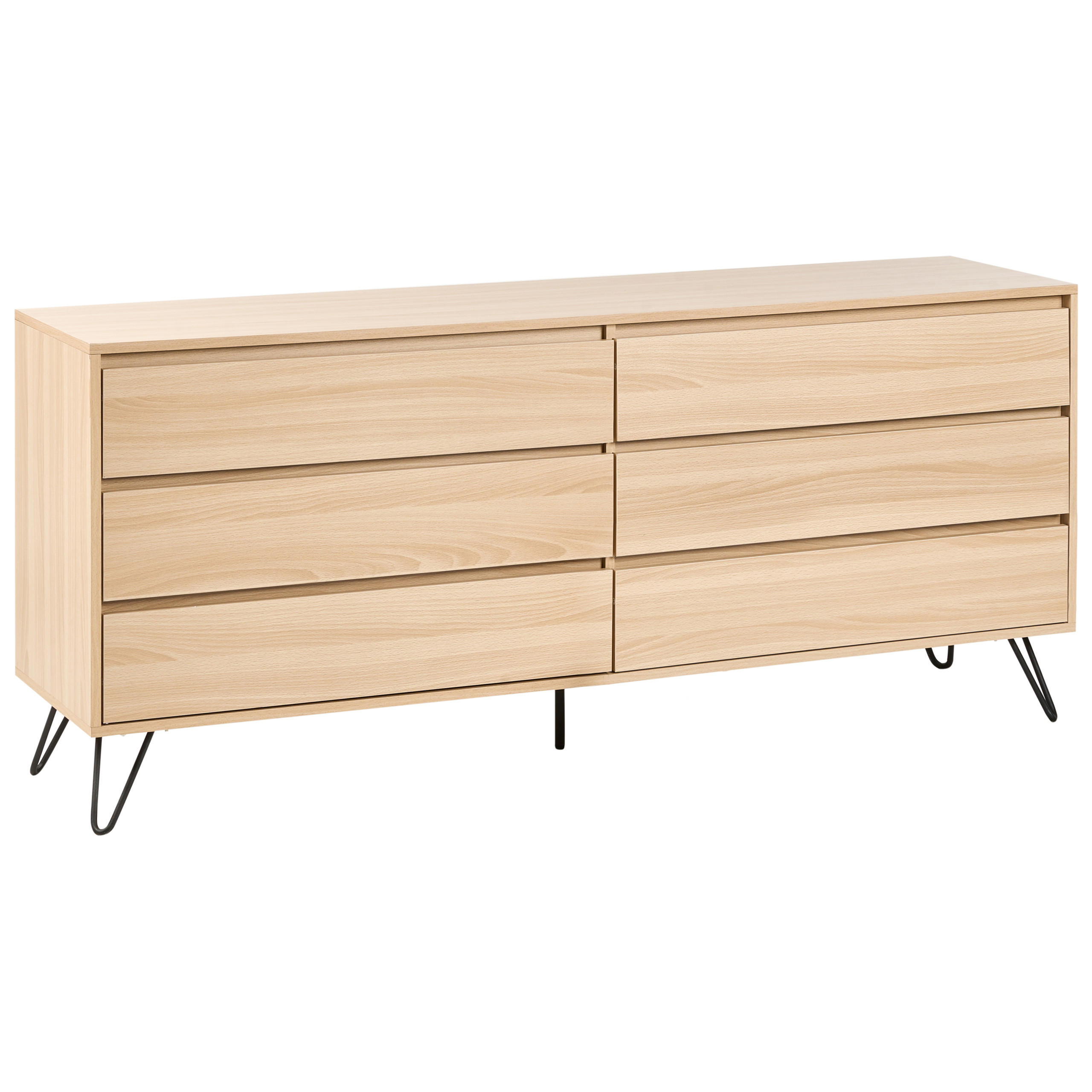 KOMODA s 6 zásuvkami Světle hnědá Cardigan - světle hnědá, kompozitní dřevo (160/70/40cm) - Beliani