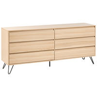 KOMODA s 6 zásuvkami Světle hnědá Cardigan - světle hnědá, kompozitní dřevo (160/70/40cm) - Beliani