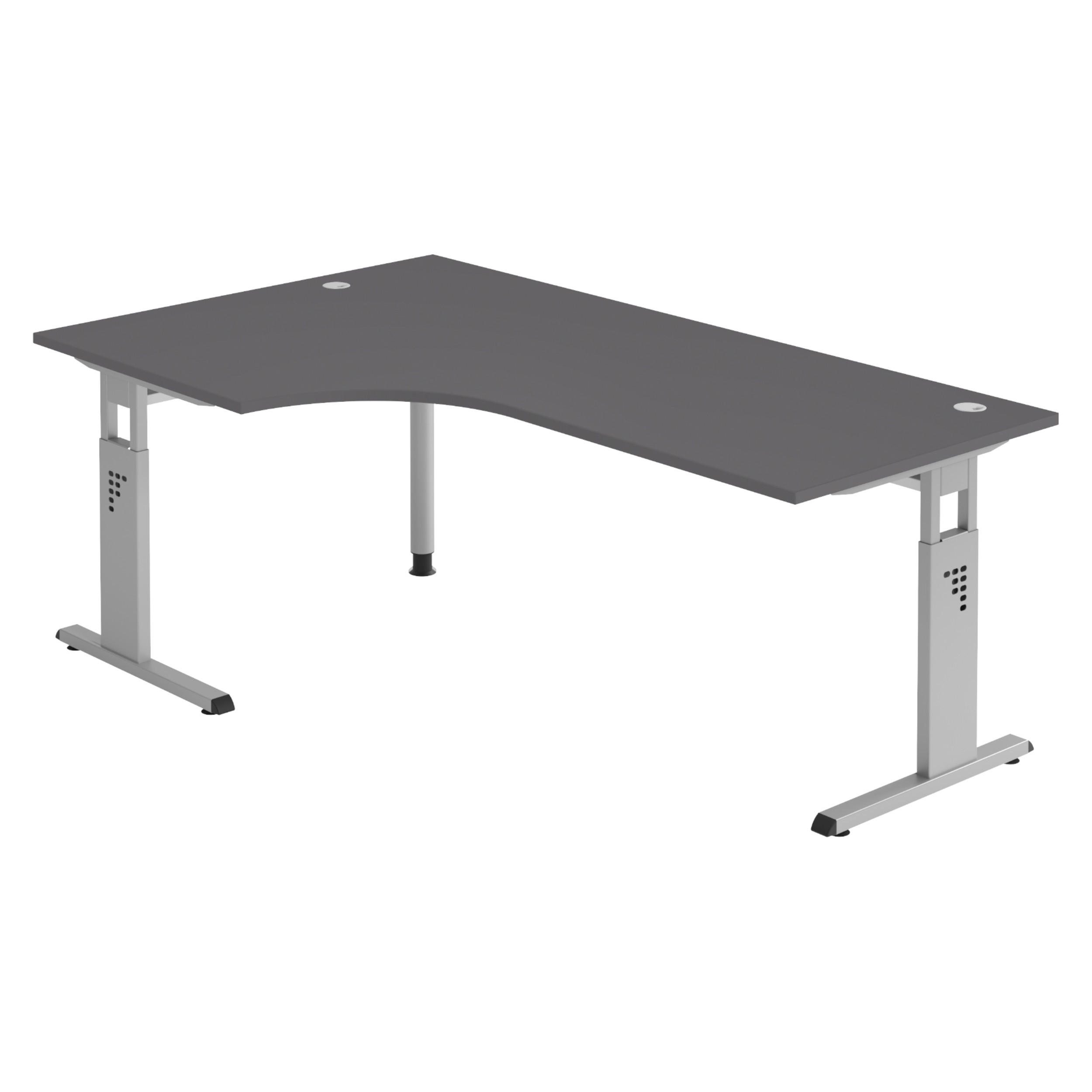 SCHREIBTISCH Serie-O 120/200/74 cm in Graphitfarben/Silberfarben - Silberfarben/Graphitfarben, Holzwerkstoff (120/200/74cm) - bümö