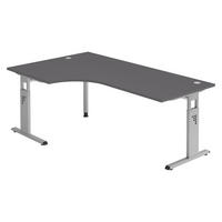 SCHREIBTISCH Serie-O 120/200/74 cm in Graphitfarben/Silberfarben - Silberfarben/Graphitfarben, Holzwerkstoff (120/200/74cm) - bümö