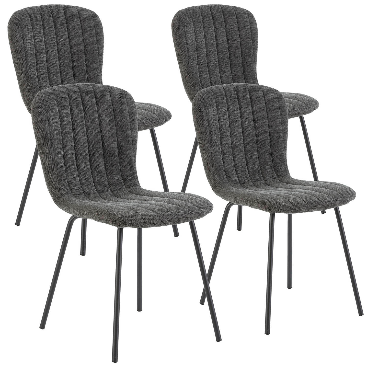 SET DE 4 SCAUNE Lucky din țesătură gri închis