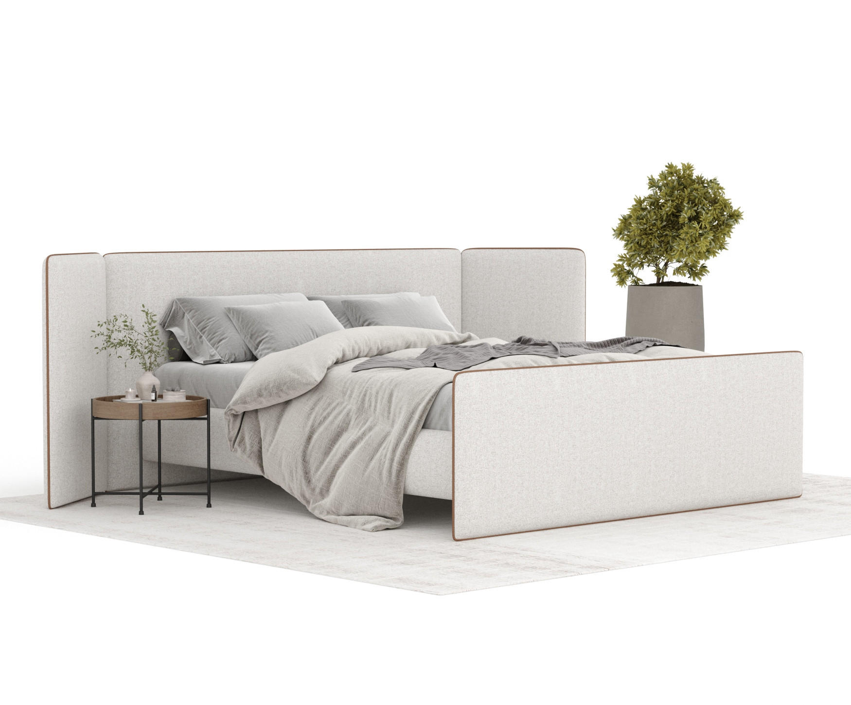 POLSTERBETT Tokyo Hellbeige 200/200 cm - Beige/Naturfarben, Holz/Holzwerkstoff (200/200cm) - Maison de Reve