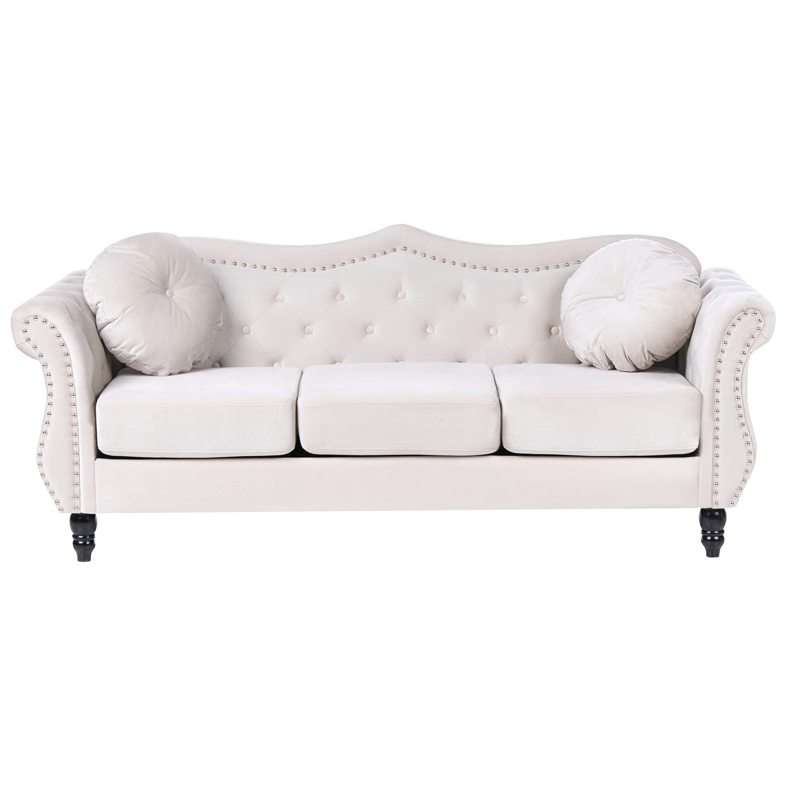 Beliani 3-Sitzer-Sofa Beige, Schwarz 204x86x78 cm