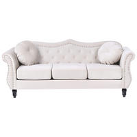 3-SITZER-SOFA Samtstoff Hellbeige Skien - Beige/Schwarz, Textil (204/86/78cm) - Beliani