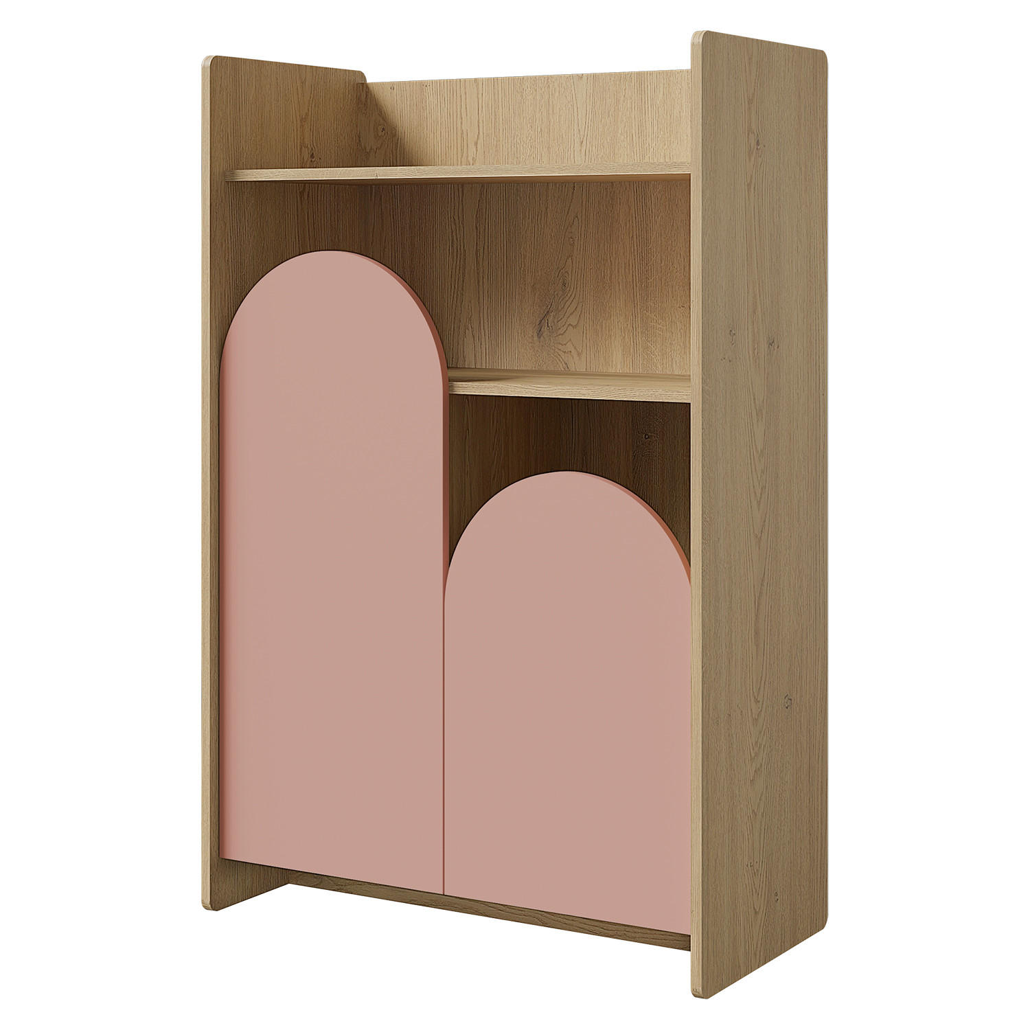 Beautysofa Bücherregal Eiche, Beige, Rosa 83x128x40 cm