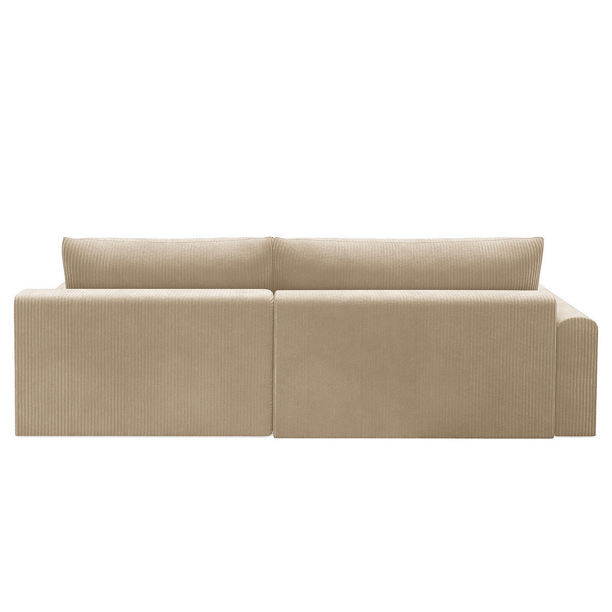 ECKSOFA mit Schlaffunktion - Longchair - Creme/Schwarz, Kunststoff/Textil (253/167cm) - home24