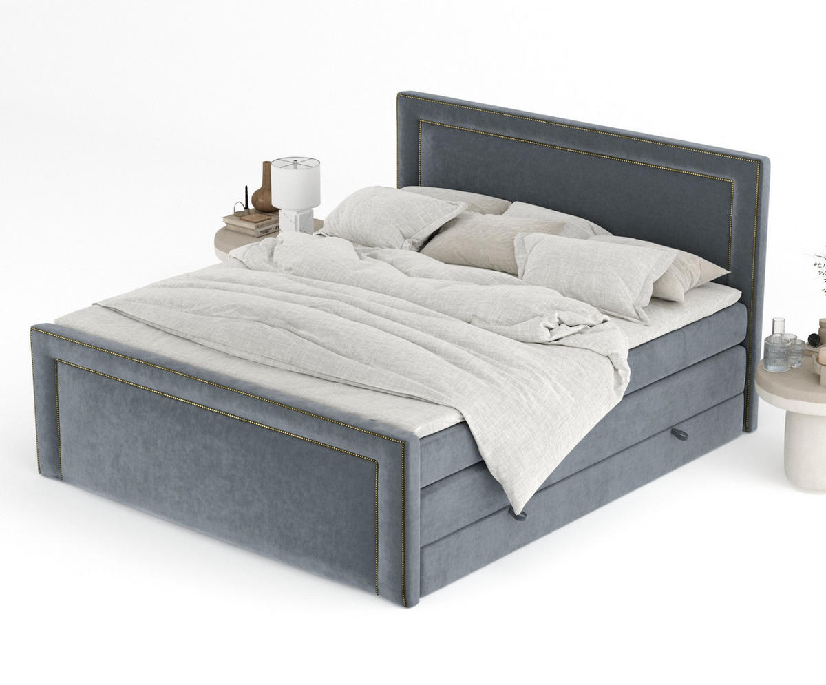BOXSPRINGBETT Luxora Grau 180/200 cm - Schwarz/Grau, Holz/Holzwerkstoff (180/200cm) - Maison de Reve