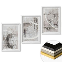 WANDBILDER 3er-Set - 40x60 cm Weißer Rahmen - Graue Holzmaserungsmuster - Weiß, Kunststoff (40/60cm) - ArtPrintCave