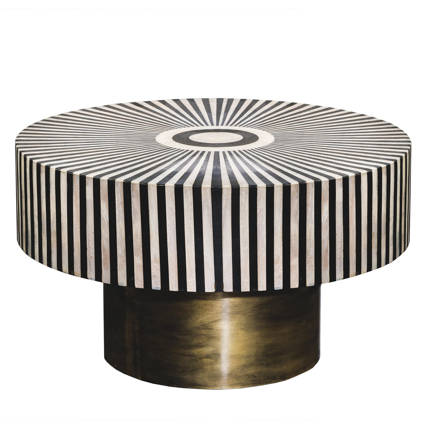 COUCHTISCH HARMONY NATURE rund Schwarz|Weiß 60cm - Schwarz/Weiß, Kunststoff/Metall (60/60/35cm) - riess-ambiente