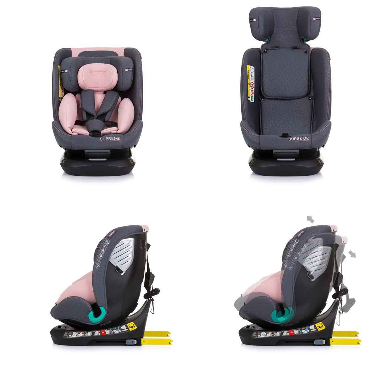 KINDERSITZ i-Size Supreme rosa (40-150 cm) verstellbar 360° drehbar Isofix - Rosa, Kunststoff (44/75/45cm) - Chipolino