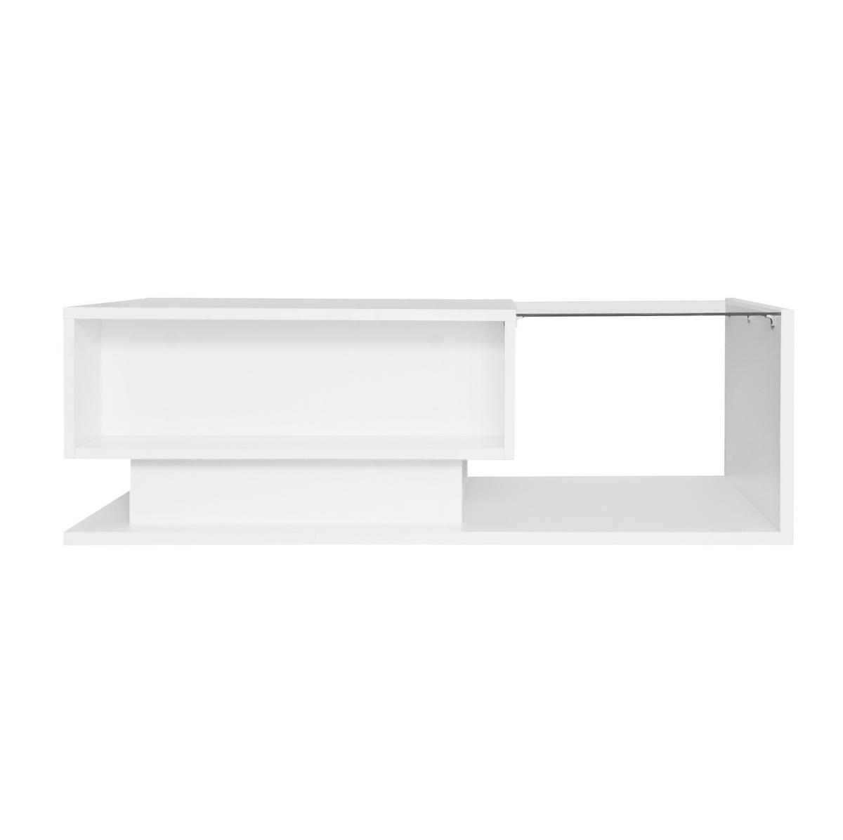 KONFERENČNÍ stolek z dřevotřísky, 100/50/32 cm bílý, s LED osvětlením a zásuvkou - bílá, kompozitní dřevo (100/50/32cm) - BEAOK