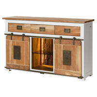 SIDEBOARD Mango / Altholz 150x45x90 weiß lackiert RAILWAY LUX #500 - Weiß, Holz (150/90/45cm) - Massivmoebel24