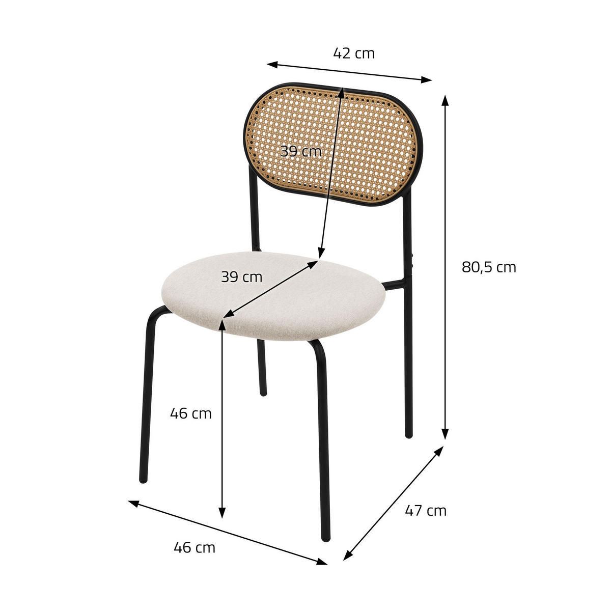 ESSZIMMERSTUHL 2er Set - Beige, Metall (47/80.5/46cm) - ML-DESIGN