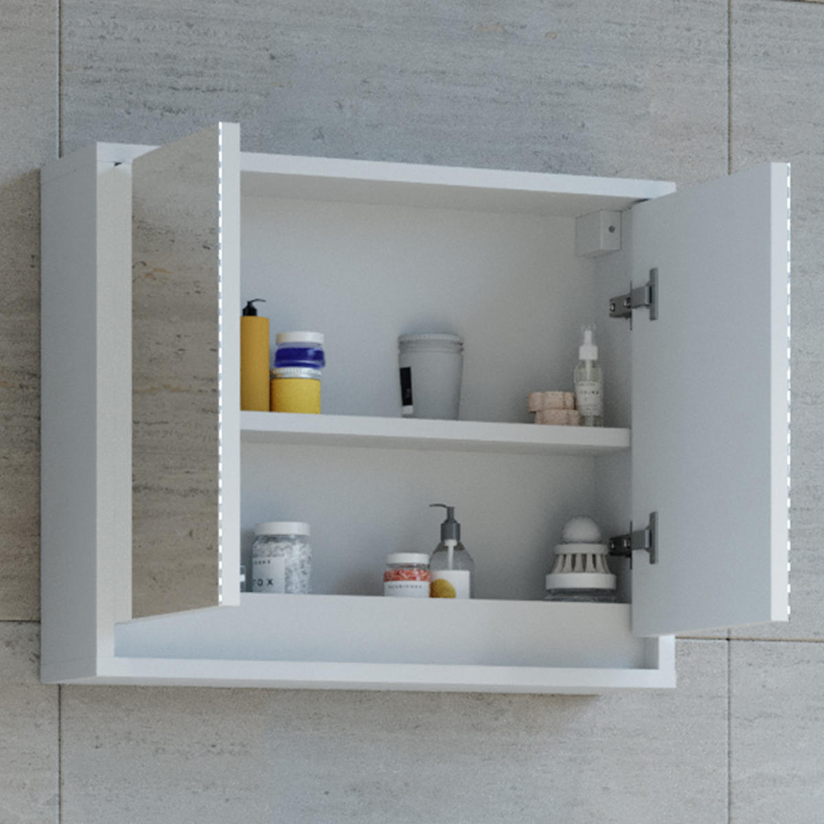 BADSPIEGELSCHRANK Mila Weiß 55 x 45 cm - Weiß, Holzwerkstoff (55/45/14cm) - Vicco