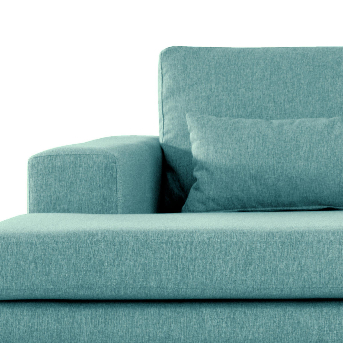 ECKSOFA mit Longchair - Eichefarben/Petrol, Eichenholz/Textil (281/153cm) - home24