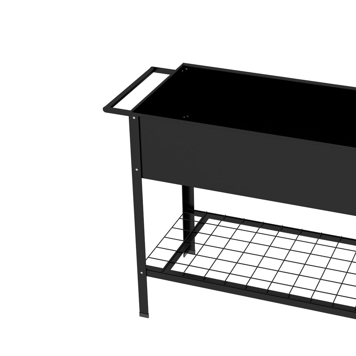 HOCHBEET DE-16033 mit Etagere und Rollen Schwarz - Schwarz, Metall (109/80/44cm) - ComfortXL