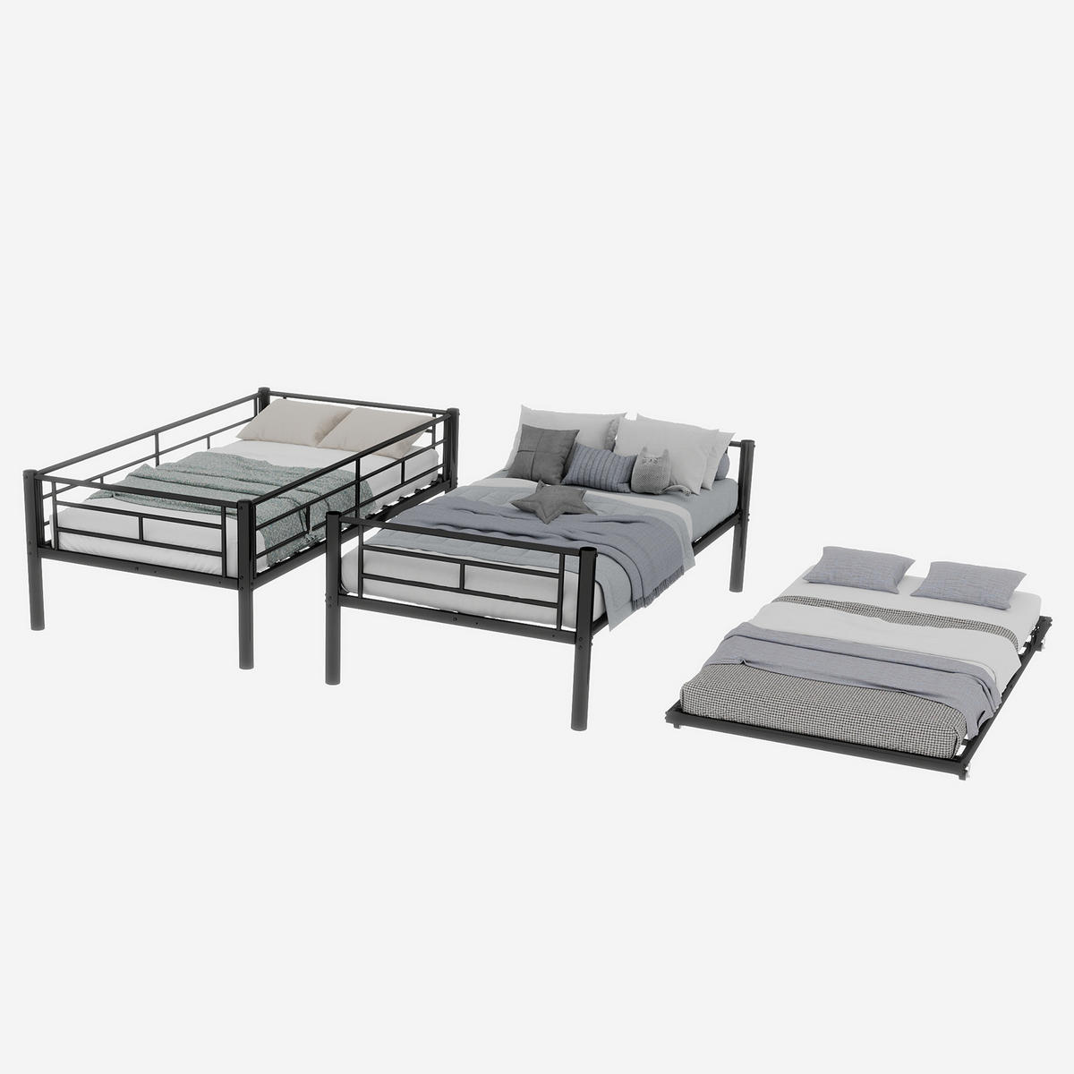 ETAGENBETT Schwarz - Schwarz, Metall - Raumix