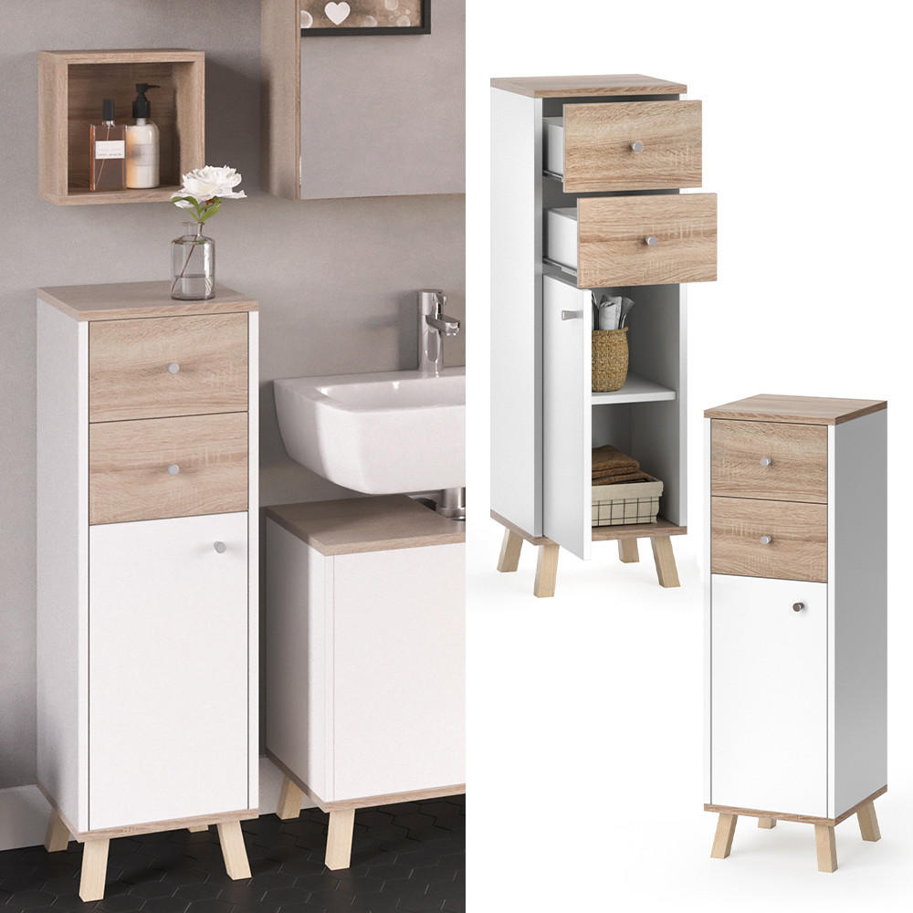 MIDISCHRANK Senyo Weiß 30 x 95 cm mit Schubladen - Weiß, Holzwerkstoff (30/95/30cm) - Vicco