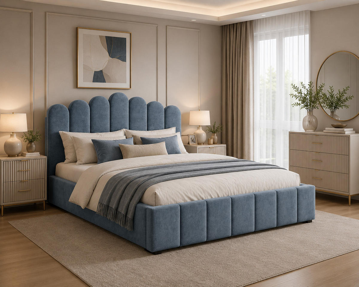 POLSTERBETT 03 140 x 200 cm – Tresor – Bett mit Gasdruckfedern und Stauraum - Blau, Holz (140/200cm) - ROYAL24_MARKT
