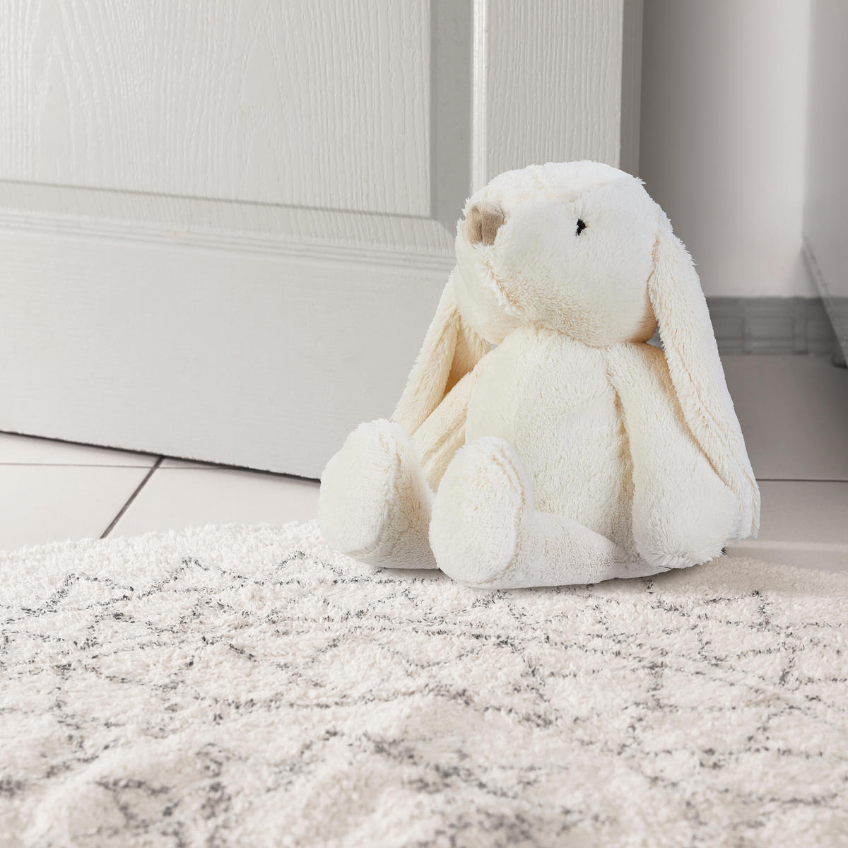 ZARÁŽKA NA DVERE Krémová Zajac Polyester 22x21x24 cm - krémová, textil/plast (21/24cm) - Relaxdays