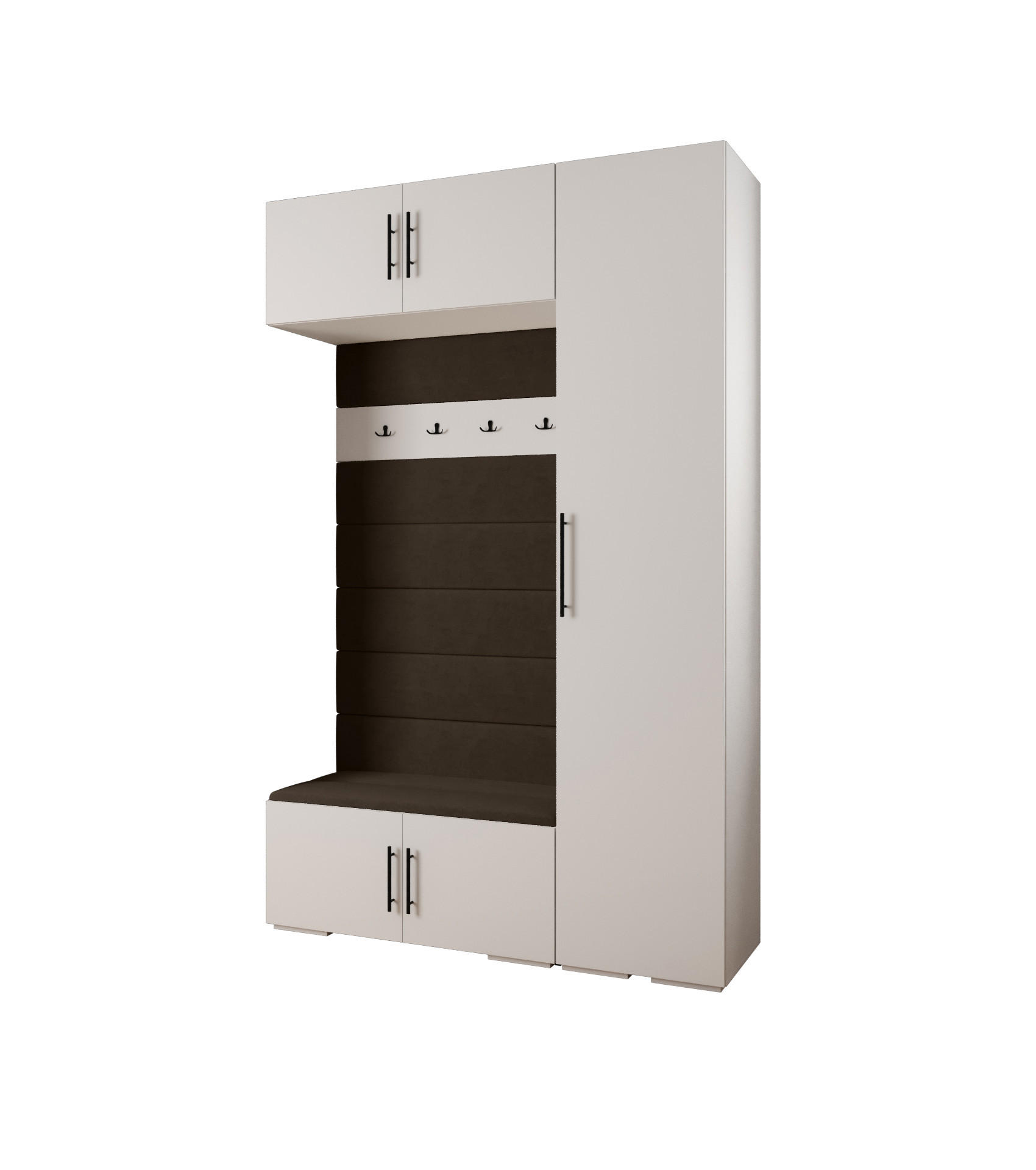 Abiks Möbel Garderoben-Set Weiß, Braun, Schwarz 150x236.7x47 cm