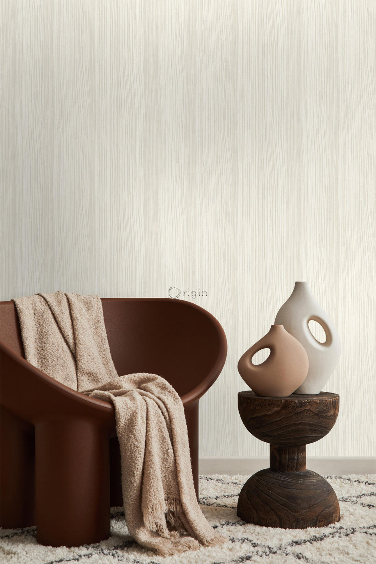 TAPETE Streifenmuster 53 cm x 10.05 m - Weiß, Papier (53/1000cm) - Origin Wallcoverings