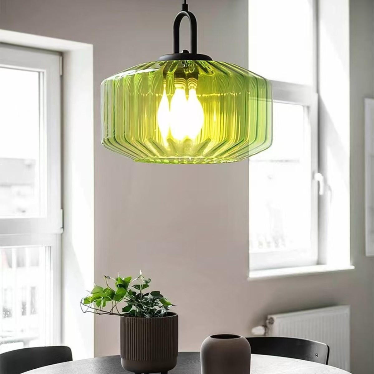 LED-HÄNGELEUCHTE Grün 4W 28/28/16-150 cm - Grün, Metall (28/28/16cm) - Authentics